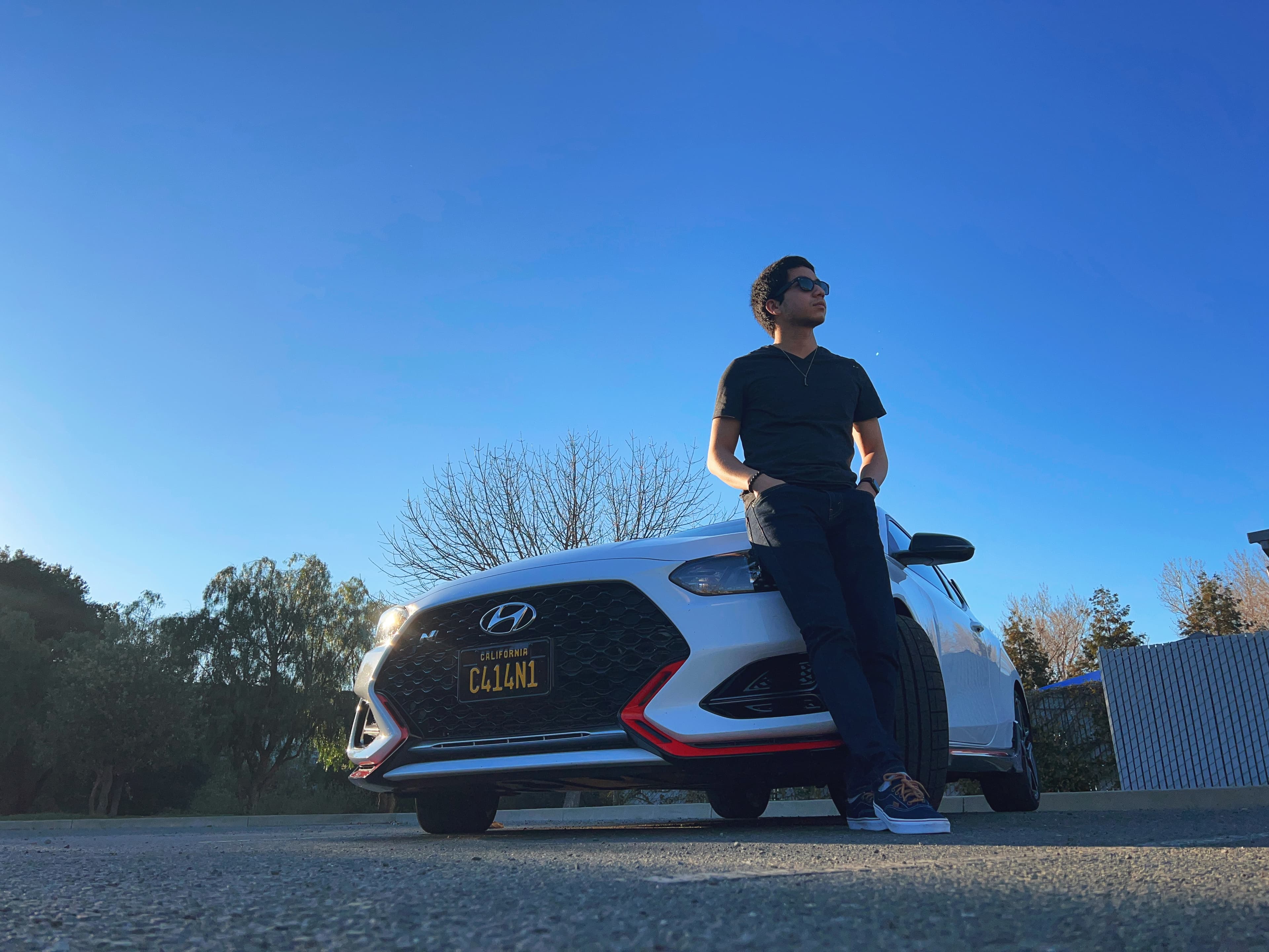 Picture of Edric in front of his Veloster N