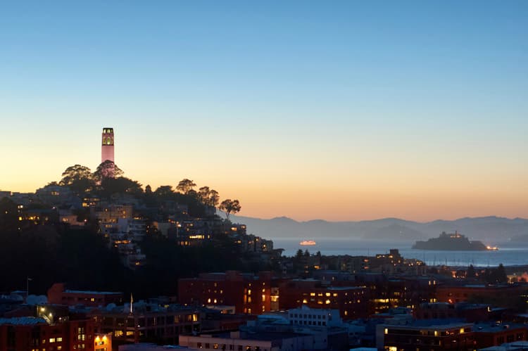 Background image of the San Francisco skyline